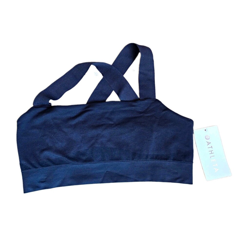 Athleta Serene Bra Black L A-C Light Support Seamless Crossback Wireless